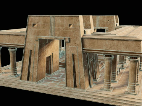 EGYPTIAN ANCIENT ATRIUM TEMPLE EGYPT BATHHOUSE COLLECTION Low-poly 3D Model