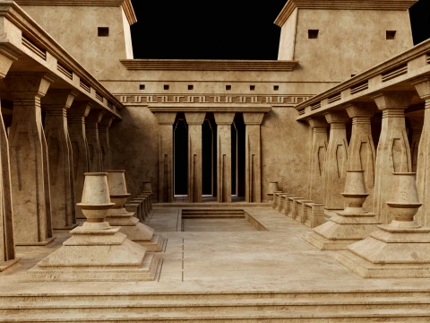 EGYPTIAN ANCIENT ATRIUM TEMPLE EGYPT BATHHOUSE COLLECTION Low-poly 3D Model