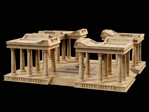 EGYPTIAN ANCIENT ATRIUM TEMPLE EGYPT BATHHOUSE COLLECTION Low-poly 3D Model