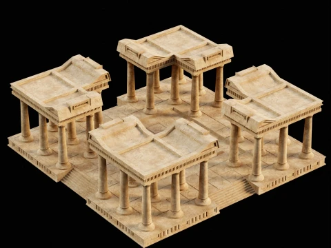 EGYPTIAN ANCIENT ATRIUM TEMPLE EGYPT BATHHOUSE COLLECTION Low-poly 3D Model