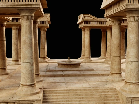 EGYPTIAN ANCIENT ATRIUM TEMPLE EGYPT BATHHOUSE COLLECTION Low-poly 3D Model