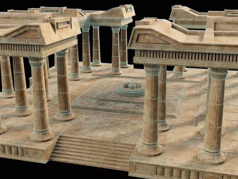 EGYPTIAN ANCIENT ATRIUM TEMPLE EGYPT BATHHOUSE COLLECTION Low-poly 3D Model