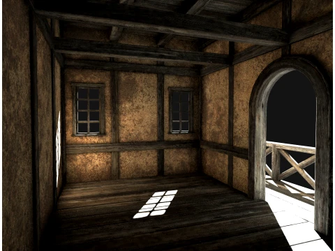 FANTASY WATERMILL MEDIEVAL BUILDING HOUSE HUT TOWN COLLECTION Low-poly 3D Model