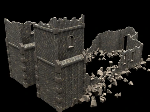 RUINED RUIN MEDIEVAL CHURCH TEMPLE GOTHIC CASTLE COLLECTION Low-poly 3D Model