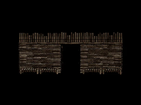 WOODEN GATE DOOR PALISADE WALLS MEDIEVAL FANTASY COLLECTION Low-poly 3D Model