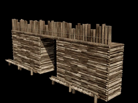 WOODEN GATE DOOR PALISADE WALLS MEDIEVAL FANTASY COLLECTION Low-poly 3D Model