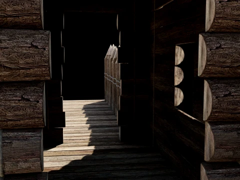 WOODEN GATE DOOR PALISADE WALLS MEDIEVAL FANTASY COLLECTION Low-poly 3D Model