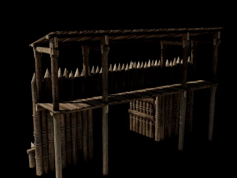 WOODEN GATE DOOR PALISADE WALLS MEDIEVAL FANTASY COLLECTION Low-poly 3D Model