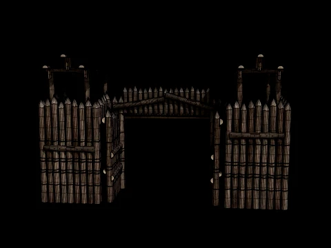 WOODEN GATE DOOR PALISADE WALLS MEDIEVAL FANTASY COLLECTION Low-poly 3D Model