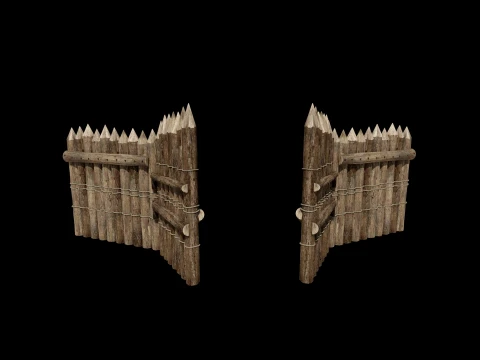 WOODEN GATE DOOR PALISADE WALLS MEDIEVAL FANTASY COLLECTION Low-poly 3D Model
