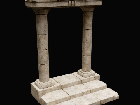 ANCIENT RUIN GREEK ROMAN TEMPLE MONUMENT STATUE COLUMN PACK Low-poly 3D Model