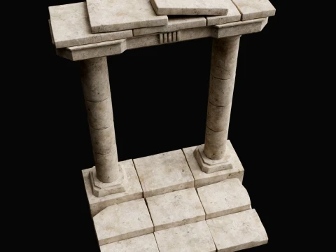 ANCIENT RUIN GREEK ROMAN TEMPLE MONUMENT STATUE COLUMN PACK Low-poly 3D Model