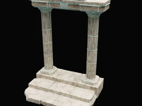 ANCIENT RUIN GREEK ROMAN TEMPLE MONUMENT STATUE COLUMN PACK Low-poly 3D Model