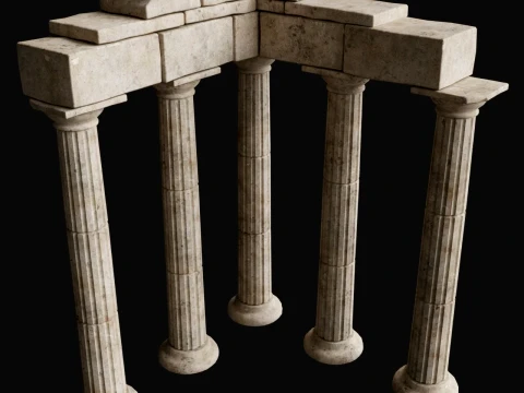 ANCIENT RUIN GREEK ROMAN TEMPLE MONUMENT STATUE COLUMN PACK Low-poly 3D Model