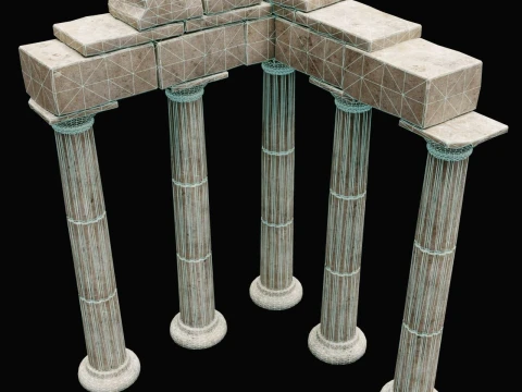 ANCIENT RUIN GREEK ROMAN TEMPLE MONUMENT STATUE COLUMN PACK Low-poly 3D Model