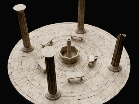 ANCIENT RUIN GREEK ROMAN TEMPLE MONUMENT STATUE COLUMN PACK Low-poly 3D Model