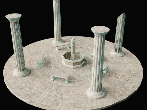 ANCIENT RUIN GREEK ROMAN TEMPLE MONUMENT STATUE COLUMN PACK Low-poly 3D Model