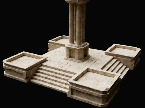 ANCIENT RUIN GREEK ROMAN TEMPLE MONUMENT STATUE COLUMN PACK Low-poly 3D Model