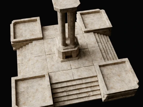 ANCIENT RUIN GREEK ROMAN TEMPLE MONUMENT STATUE COLUMN PACK Low-poly 3D Model