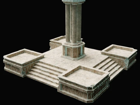 ANCIENT RUIN GREEK ROMAN TEMPLE MONUMENT STATUE COLUMN PACK Low-poly 3D Model