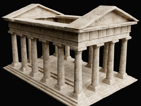 ANCIENT RUIN GREEK ROMAN TEMPLE MONUMENT STATUE COLUMN PACK Low-poly 3D Model
