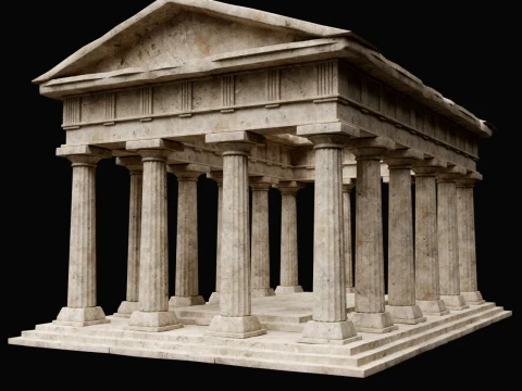 ANCIENT RUIN GREEK ROMAN TEMPLE MONUMENT STATUE COLUMN PACK Low-poly 3D Model