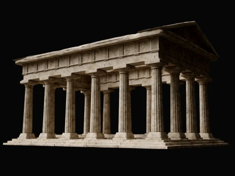 ANCIENT RUIN GREEK ROMAN TEMPLE MONUMENT STATUE COLUMN PACK Low-poly 3D Model