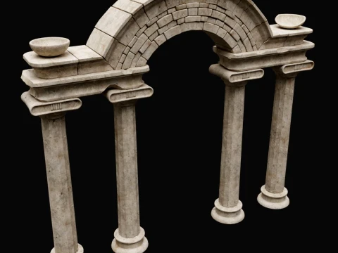 ANCIENT RUIN GREEK ROMAN TEMPLE MONUMENT STATUE COLUMN PACK Low-poly 3D Model