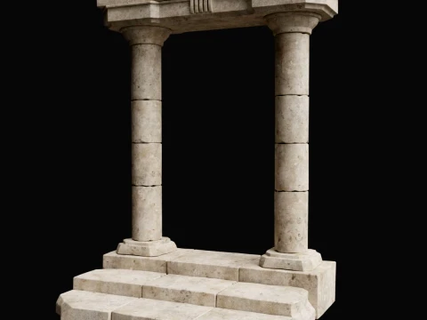 ANCIENT RUIN GREEK ROMAN TEMPLE MONUMENT STATUE COLUMN PACK Low-poly 3D Model