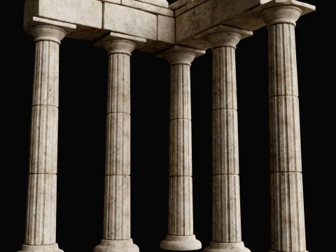 ANCIENT RUIN GREEK ROMAN TEMPLE MONUMENT STATUE COLUMN PACK Low-poly 3D Model