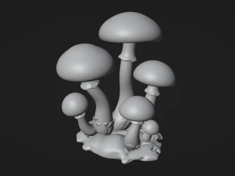 Cluster di funghi fantasy Modello di stampa 3D