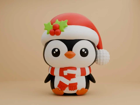 Penguin Christmas 3D Print Model