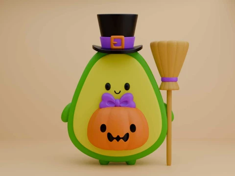 Avocado halloween wizard 3D Print Model