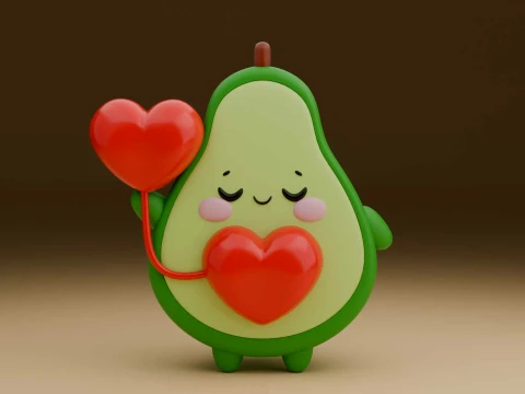 Avocado valentine figure 3D Print Model
