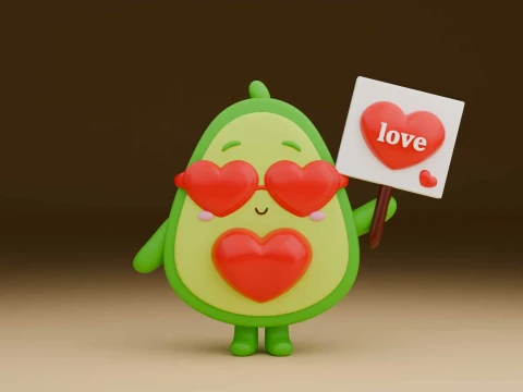Avocado valentine figure 3D Print Model
