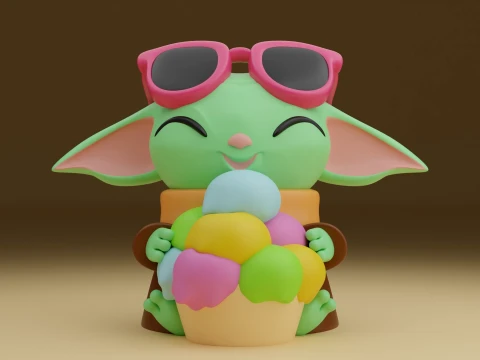 Baby yoda summer figure 3D Print Model