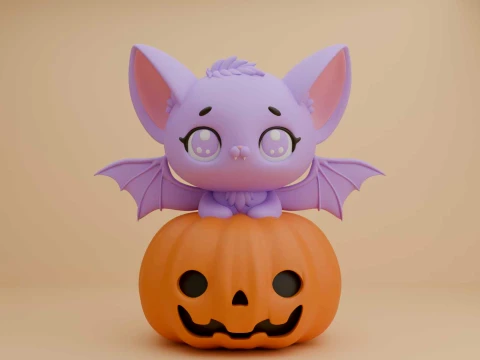 Halloween bat and pumpkin 3D Print Model