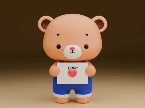 Cute valentine bear 3D Print Model