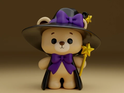 Hallowen bear wizard 3D Print Model