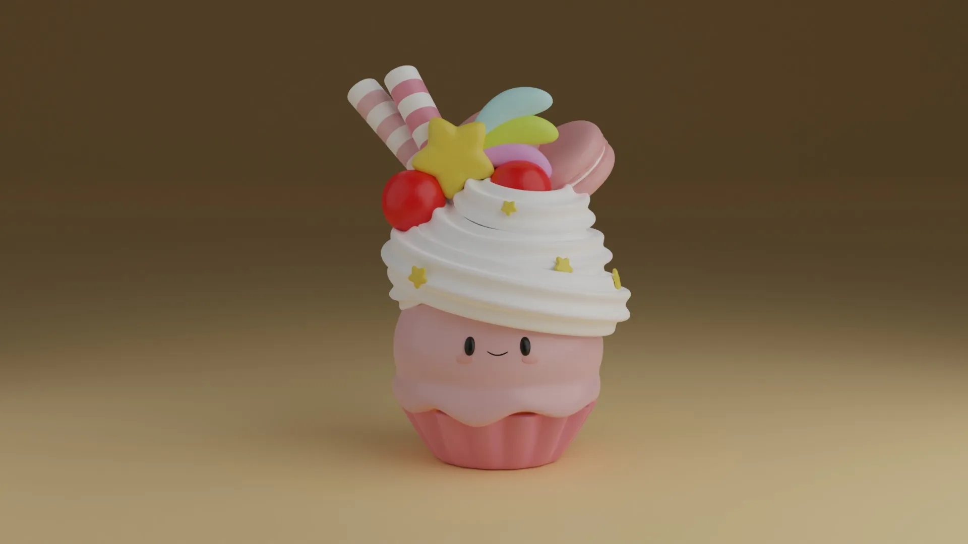 Cup cake 3D Print Model .c4d .max .obj .3ds .fbx .stl .blend 