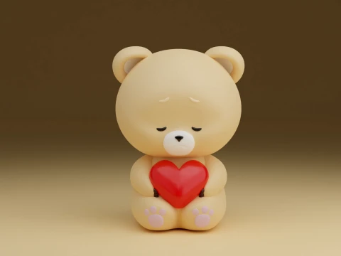 Valentine bear 3D Print Model