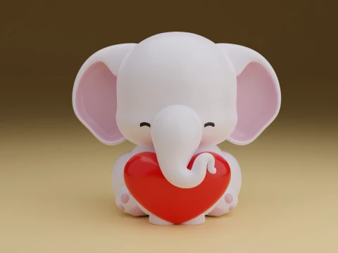 Valentine elephant 3D Print Model