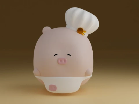 Chef pig 3D Print Model