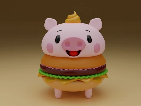 Hamburger pig 3D Print Model