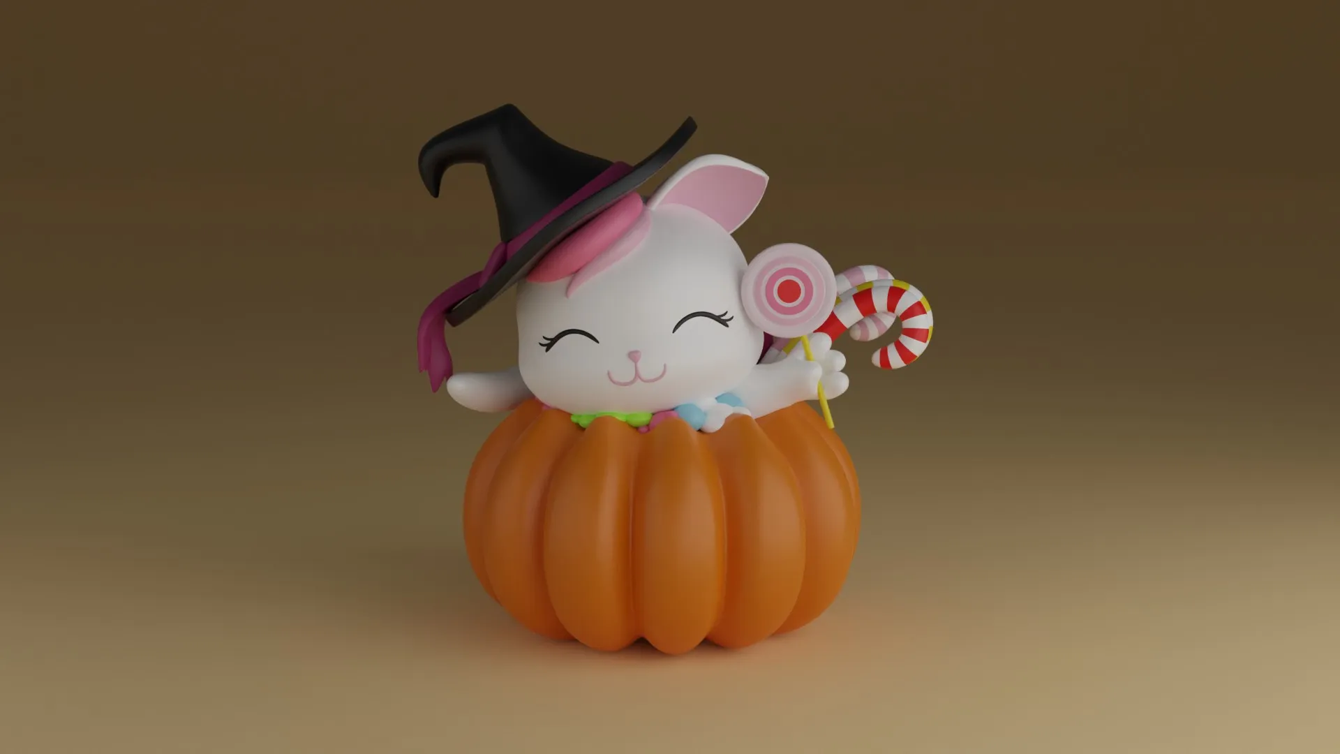 Hallowen cat 3D Print Model .c4d .max .obj .3ds .fbx .stl .blend 