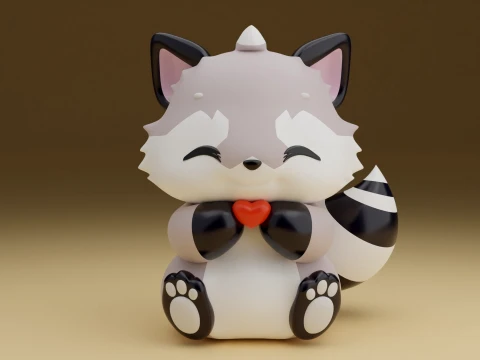 Valentine raccoon 3D Baskı Modeli