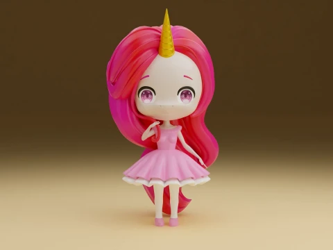 Anime unicorn girl 3D Принт Модель