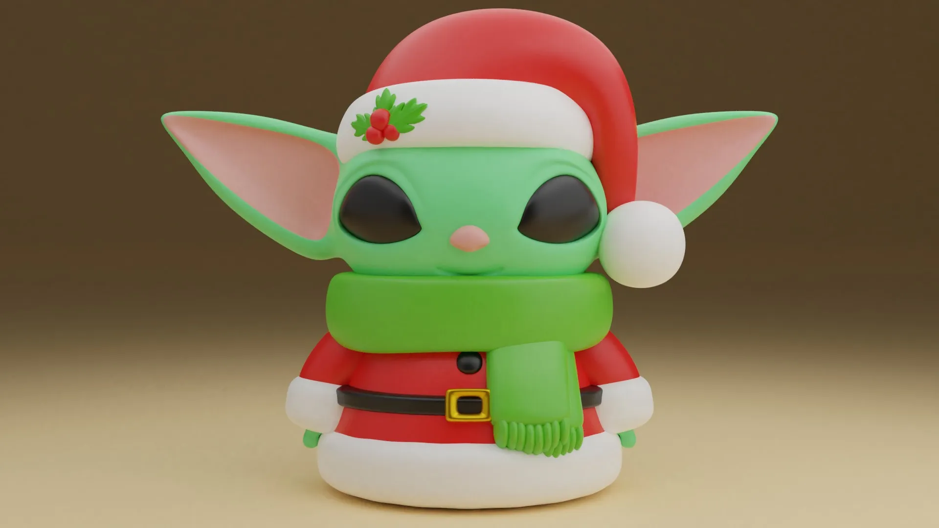 Baby yoda christmas figure 3D Print Model .c4d .max .obj .3ds .fbx .stl .blend 