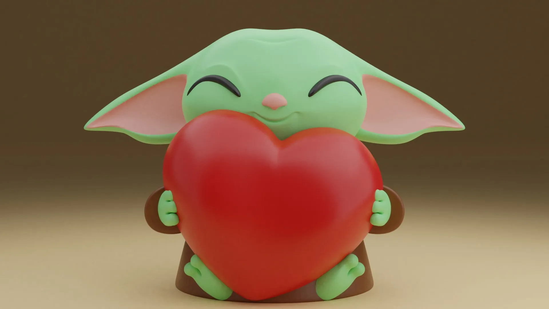 Baby yoda valentine figure 3D Print Model .c4d .max .obj .3ds .fbx .stl .blend 