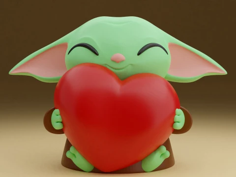 Baby yoda valentine figure 3D 프린트 모델